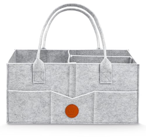 HAGOT Baby blöja Caddy Organizer, skötbord- och våtservettarrangör, bärbar skötarrangör, vikbar filtväska-arrangör med fack