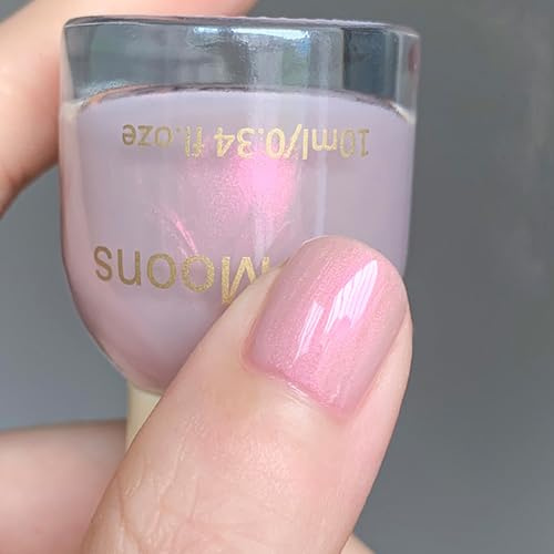 Pearl Nail Polish - Light Pink Nail Varnish - Quick Dry & Long Lasting Shimmer Iridescent Nail Polish - No Need UV Breathable Pink Glitter Nail Varnish - Chip Resistant for Women Girls