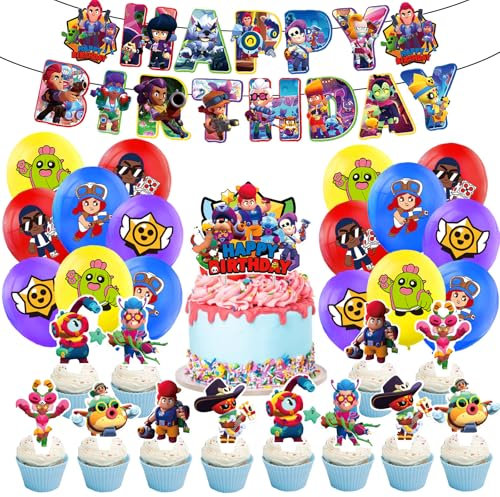 44 decorazioni per compleanno, per bambini, decorazione per feste di compleanno per bambini, decorazione per torte, ghirlanda Happy Birthday, palloncini perfetti per feste di compleanno dei bambini