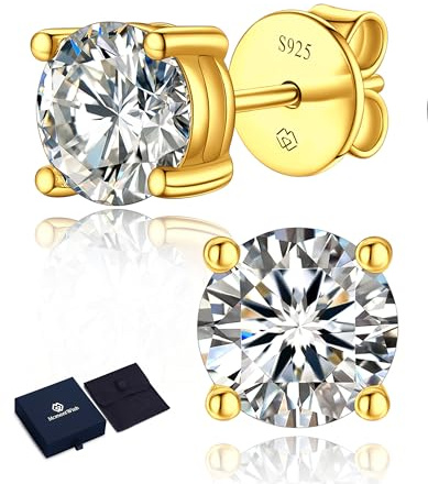 MomentWish Moissanite Orecchini Oro 18K, 0,6 Carato/4mm Orecchino Punto Luce Donna Uomo Brillanti Diamanti Anallergici Regalo-4 Prong