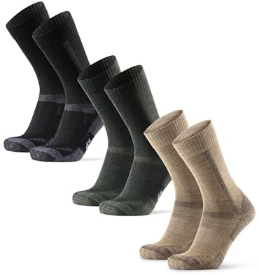 DANISH ENDURANCE Vandringsstrumpor, Merinoull, 3-pack, MC (1xBeige, 1xGreen, 1xBlack/Grey) - 3 Pack, 35-38