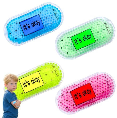 4 Pack Kids Boo Boo Ice Pack - Soft Reusable Gel Cold Pack for Toddlers, Teething Pain, Fever Relief & Post-Vaccine Swelling | Safe for Sensitive Skin