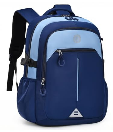 Amythe Zaino Scuola Ragazzo Ergonomico, Zaino Elementari Bambino Scuola Media, Zaino Casual Capiente per Laptop 15,6 Pollici - Blu