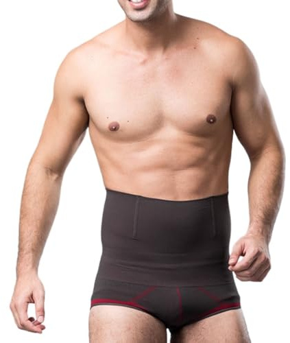 LYGBAOFUL Vita da Uomo Pancia Modellante Vita Alta Biancheria Intima Dimagrante Controllo Solido Cintura Addominale Slip a Compressione Addome (Rosso, XL)
