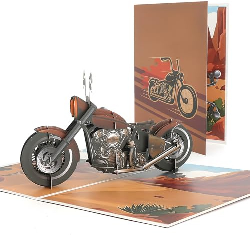 Födelsedagskort motorcykel man 3D popup-kort motorcykel – 3D Cruiser design med laserpapper, högkvalitativt födelsedagskort män som present till pappa biker