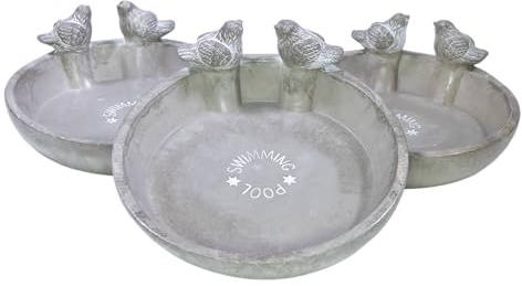 mgc24 Abbeveratoio per uccelli Piscina – Ciotola decorativa da bagno per uccelli da giardino e balcone – robusta, resistente alle intemperie e ricca di dettagli, ideale per uccelli selvatici