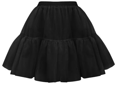 Wikoan Underklänningar för kvinnor Petticoat tyll kjol 50-tals retro balklänning för klänningar S–3XL, svart, S-M