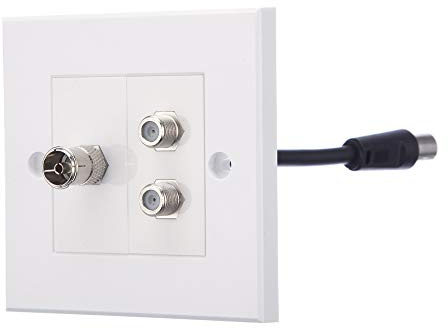 Computer Spares TV Aerial & F Type (Satellite) Faceplates/Wall Outlets – Silver Coloured Sockets (Double F-Type and Single Aerial)