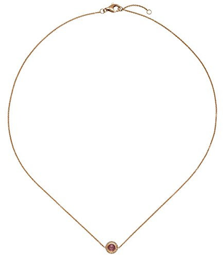 Jobo Damen-Halskette aus 14 Karat 585 Rosegold mit Turmalin und 16 Diamanten 42 cm