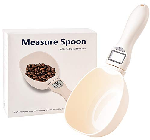 Furpaw Cuillère Balance Digitale Grand, Cuillere Mesure Electronique avec Écran LCD Jusqu'à 800g, Balance de Cuisine Precision Pelle Alimentaire, Mesurer Croquettes pour Chiens Chats