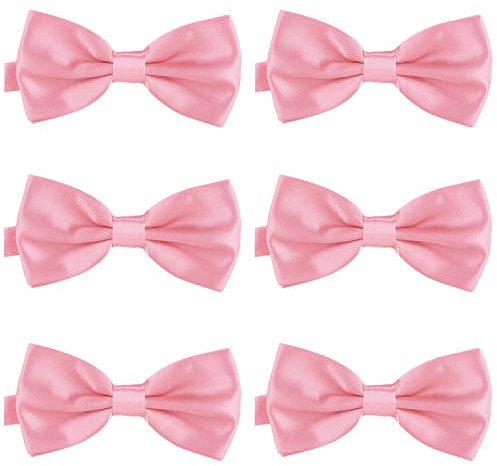 DonDon Set da 6 papillon da uomo 12 x 6 cm già legato e infinitamente regolabile Rosa