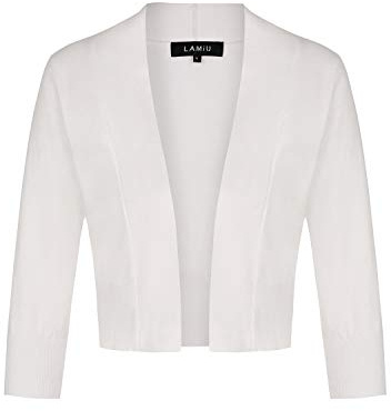 Mintlimit Veste cardigan à manches courtes et manches 3/4 pour femme avec bouton Bolero