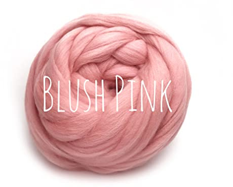 Chunky Wool - Blush Pink - for arm Knitting Chunky Blanket Weaving Felting Jumbo Yarn Giant Wool Soft 50g (0.11lb)