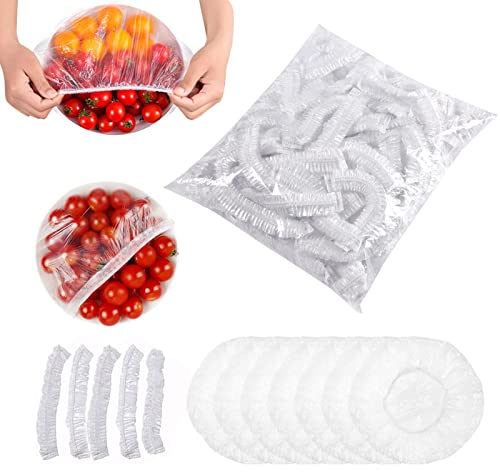 300 Pièces Charlotte Alimentaire Reutilisable,charlotte alimentaire,film alimentaire reutilisable,couvre plat reutilisable,Élastiques Sacs de Conservation Frais,pour Garder Les Aliments Frais