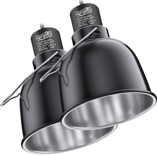 ReptiKing Reptile Light Fixture, 2-Pack 5.5'' Deep Dome for Reptile Light/Heat Lamp/UVB Light, Dual Heat Lamp Holder Fixtures
