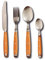 Pradel Excellence - Quito Besteckset, 24-teilig – 6 Tafelmesser + 6 Gabeln + 6 Esslöffel + 6 Kaffeelöffel – Klingen aus Edelstahl – Farbbox – Terrakotta