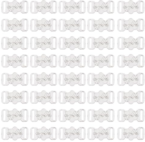 SUPERFINDINGS 60 Set di Clip per Reggiseno Bikini In Plastica con Ganci A Forma di Fiore Regolatori Trasparenti per Reggiseno Da Costumi Da Bagno e Lingerie, 2.1x1.4cm