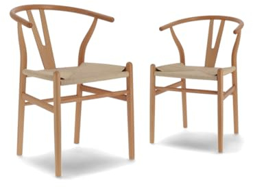 Home Heavenly®Pack de 2 Sillas Otti en Madera Natural Trenzada | Sillas Elegantes y Cómodas para Comedor, Sala o Cocina Color (Madera Natural)
