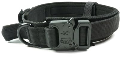 GXGM Collare per Cane Regolabile con Maniglia di Comando Collare Militare in Nylon con Fibbia in Metallo per Cani di Taglia Media e Grande Addestramento