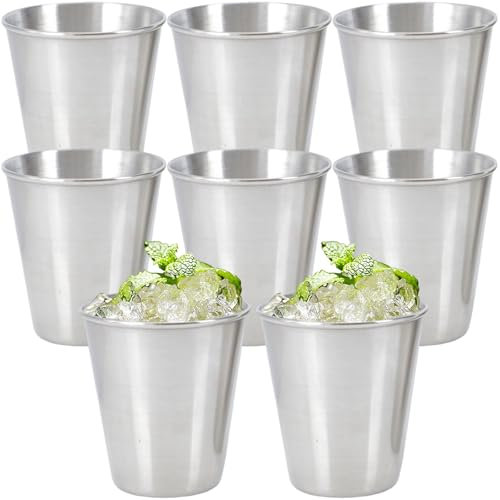 saijer Bicchierini da Shot in Acciaio Inox,8 Pezzi Bicchieri da Liquore Mini Bicchierini Bicchieri in Metallo Immergendo Tazze di Salsa Tazza di Alcolici per la Casa Impilabili per Campeggio (70ml)