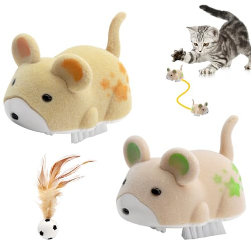 HENGBIRD Juguete Eléctrico para Gatos con Hámster Interactivo – 2 Ratones Automáticos + Pelota Elástica – Juego Silencioso y Divertido para Gatitos y Gatos de Interior