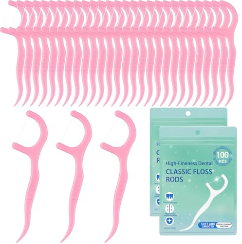 200 piezas de hilo dental con sabor a fresa, tenedores interdentales y palillos portátiles, higiénicos y portátiles, aptos para toda la familia