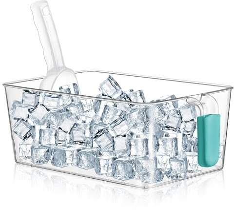 Havawish Clear Ice Bucket for Freezer Scoop Set Freezer Ice Bin Storage