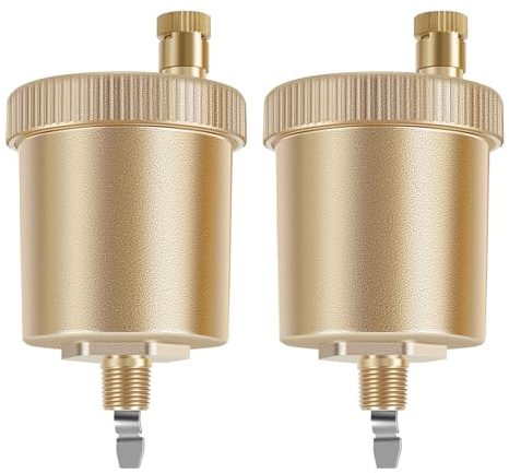 Juego de 2 válvulas de purga automáticas de latón de 1/8 pulgadas, para calefacción vertical, para radiadores de agua caliente, sistemas de calefacción, listas para montar, sin corrosión, ahorro de