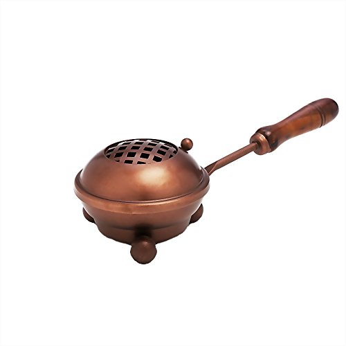 NKlaus Räucherpfanne aus Eisen mit Gitter und Holzgriff Räuchergefäß Handarbeit 2679