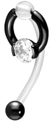 PIERCINGLINE PMFK Banana Bell + Surgical Steel Design Ring + 5 mm Crystal Piercing Intimate Area Belly Choice of Colours, 10 mm, Surgical steel 316L / PMFK