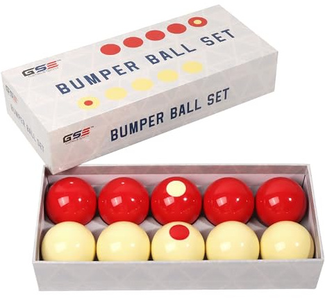 GSE Games & Sports Expert 2-1/8 Regulation Size Bumper Pool Balls, Standard Set of 10 Billiard Ball Set, Bumper Pool Table Accessories