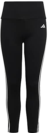 adidas Mädchen Essentials AEROREADY 3-Stripes High-Waisted Tights, Black / White, 13-14 Years