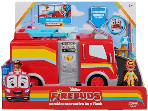 DISNEY JUNIOR - Unità di salvataggio - BO Y FLASH - Action Figure e camion dei pompieri giocattolo con attrito e funzione cavalletto, 6066348 - Giocattoli per bambini 3 anni +