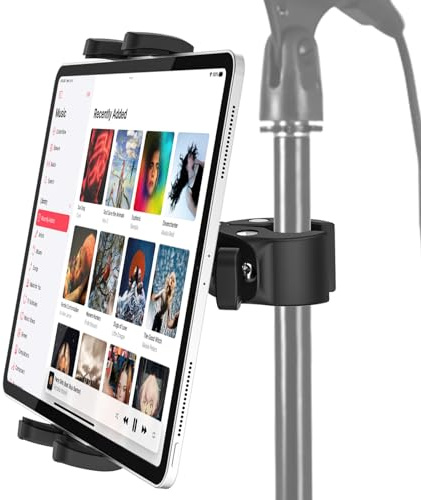 Dosvsi Porta Tablet per Asta Microfono, Supporto Tablet Leggio Spartiti Musicali, Regolabile a 360° Porta Tablet Microfono Leggio per iPad Pro 12.9 Air Mini, iPad 10.9, Galaxy Tab S A, 4~13 Tablet