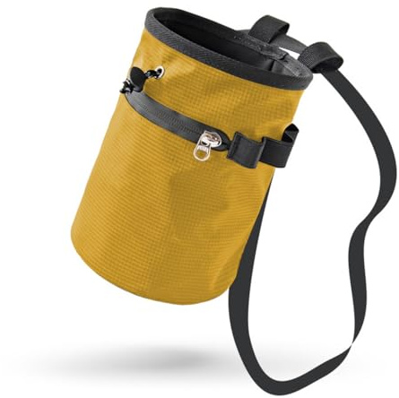Climbing Chalk Bag, 420D Ripstop Oxford Fabric Bouldering Chalk Bucket Bag with Drawstring Closure Adjustable Belt for Gymnastics