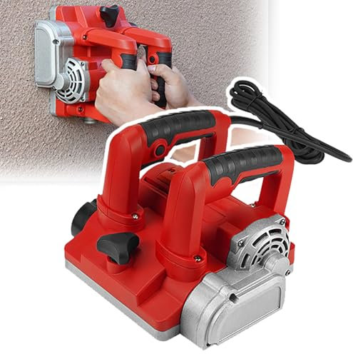 WhAeoy Máquina Cepilladora De Pared Eléctrica (1600 W), Cepilladora Eléctrica De Mano + Interruptor De Bloqueo, Dispositivo De Eliminación De Polvo + Mango Doble Antideslizante,A