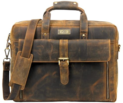 HULSH Genuine Leather briefcases for men 17 inches computer bag for mens | Laptop bag, Work bag, Business and Office Bag