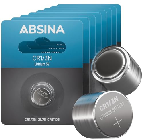 ABSINA 8X CR1/3N Batterie Lithium 3V - DL1/3N Batterie CR 1/3N auslaufsicher & mit Langer Haltbarkeit - CR11108 mit 160mAh - CR1 3N, CR-1/3N, Knopfzelle DL1/3N