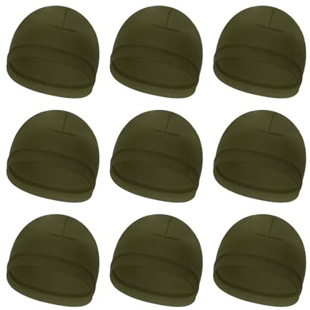 PATIKIL Fodera per casco da uomo, confezione da 9 cappelli traspiranti elasticizzati sotto il casco, per corsa, bicicletta, moto, ciclismo, verde scuro, Verde scuro, M