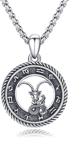 PARYFO Sternzeichen Steinbock Halskette 925 Sterling Silber Steinbock Anhänger Sternzeichen Kette Astrologie Horoskop Anhänger Schmuck Geschenke für Männer Frauen Unisex Geburtstags Geschenke