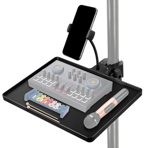 Koolehaoda Microphone Stand Tray Phone Holder Clamp Live Stream 27x20.5cm
