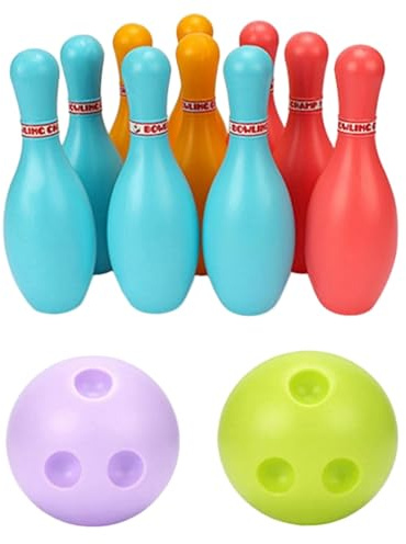 Takingup Juego de Bolos, Juego de Bolos de plástico para niños con 10 y 2 Bolas, Juguetes de Pelota para Fiestas en Interiores y Exteriores para niños, de Actividades Divertidas para la Familia