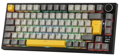 EPOMAKER Ajazz AK820 Pro ISO-ES Teclado Mecánico Inalámbrico, con Pantalla & Perilla, 2.4G/BT/USB, Iluminación RGB, Software Personalizado, Teclado Gaming de 75% Distribución Española para PC/Mac
