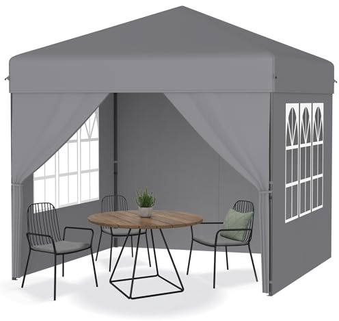 YRHome Padiglione Pop-up pieghevole 2,5 x 2,5 m, impermeabile, stabile, invernale, con pareti laterali, altezza regolabile, protezione UV, per giardino e festa, con borsa per il trasporto, colore