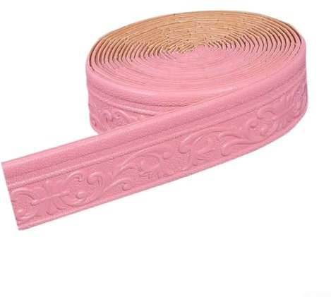 Borde de papel tapiz autoadhesivo de 10 m de espuma XPE para sala de estar, dormitorio, borde de pared, zócalo, 8 cm de ancho (rosa)