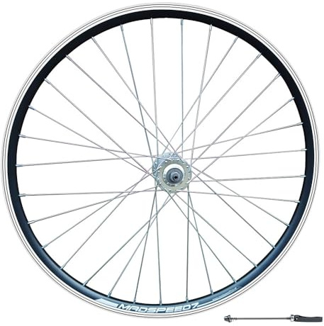 Madspeed7 QR 27.5 650b (ETRTO 584x19) MTB Mountain Bike FRONT Wheel - Disc & Rim Brake Compatible - Sealed Bearings Hub 9x100mm QR - Double Wall - 32x Silver Spokes