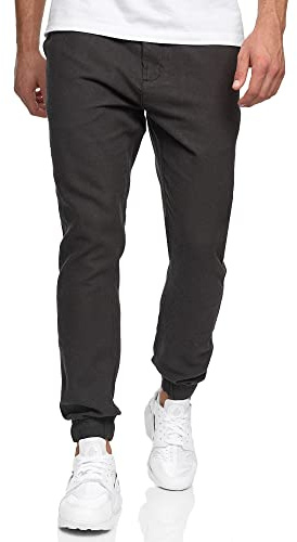 Indicode Herren Blnda Stoffhose aus Leinen & Baumwolle | Herrenhose Freizeithose Männer Black, XL