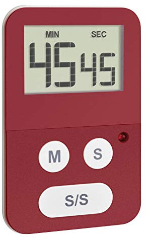 TFA Dostmann Digitale Stoppuhr mit Timer, 38.2047.05, mit Alarm LED, klein und handlich, rot