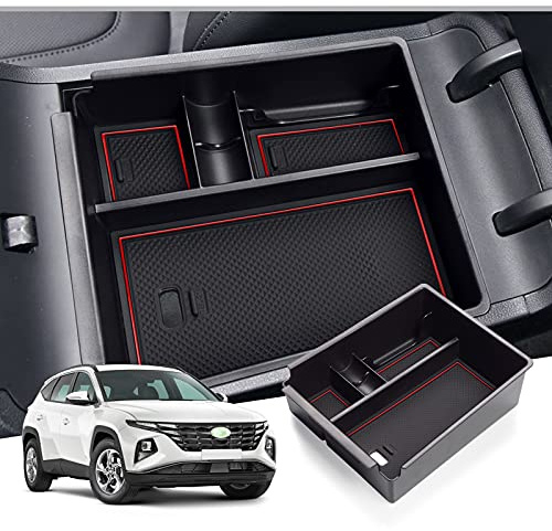 GAFAT Tucson NX4 2021-2023 2024 (Cambio Automatico) Scatola Portaoggetti, Tucson 2023 2022 Organizer per Braccioli, Vassoio Portaoggetti (Rosso)
