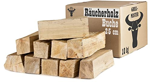 Madera de haya para ahumar, 10 kg, madera de haya sin corteza, 25 cm, para chimenea, ahumado, barbacoa, barbacoa, ahumador, ahumado, madera de humo, madera de humo, madera de humo, madera de haya